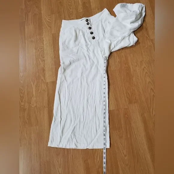 💛TOPSHOP💛 Horn Button Crop Wide Leg Trousers - [size 6 in Ivory] - Picture 13 of 16